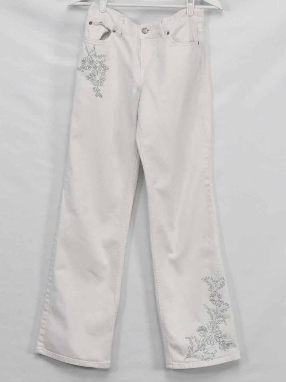 🌼 Ann Taylor LOFT White Embroidered Floral Jeans Size 4